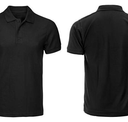 Black Polo shirt, clothes on isolated white background